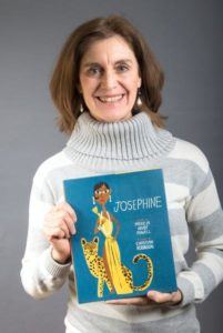 Patricia Hruby Powell, author, holding her book "Josephine."