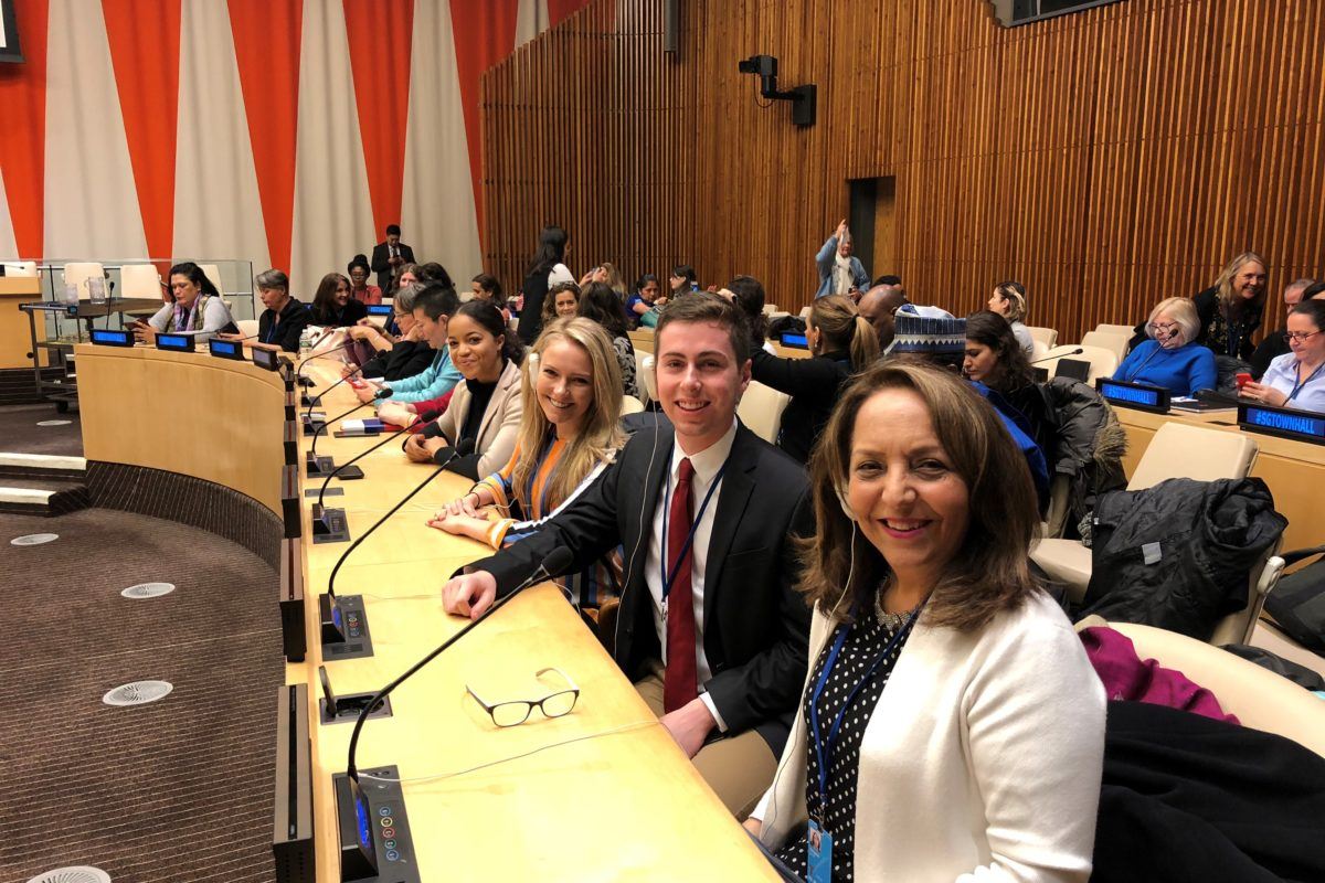Beth Dehghen, Executive Director of WomenNC and other participants at the UN.