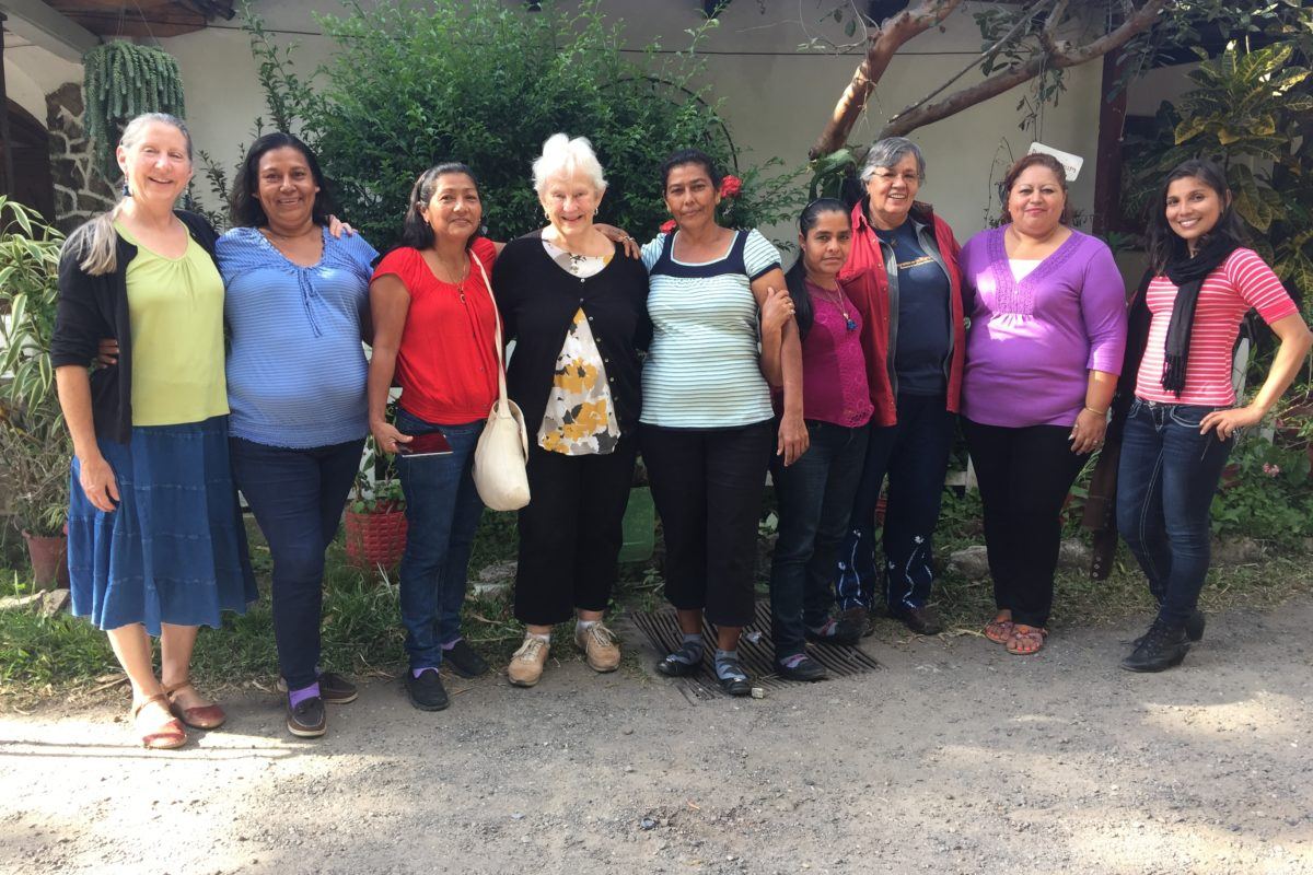 Photograph of the writer of the article with ESPERA women in El Salvador.