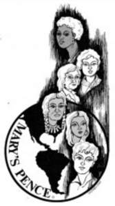 Sketch of diverse group of women with a globe of the Americas in background.